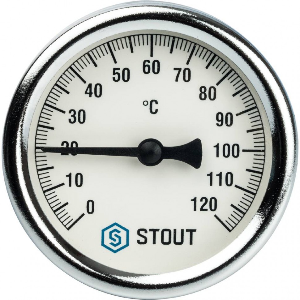 Термометр Stout корпус 63 мм/гильза 75 мм 0...120°C